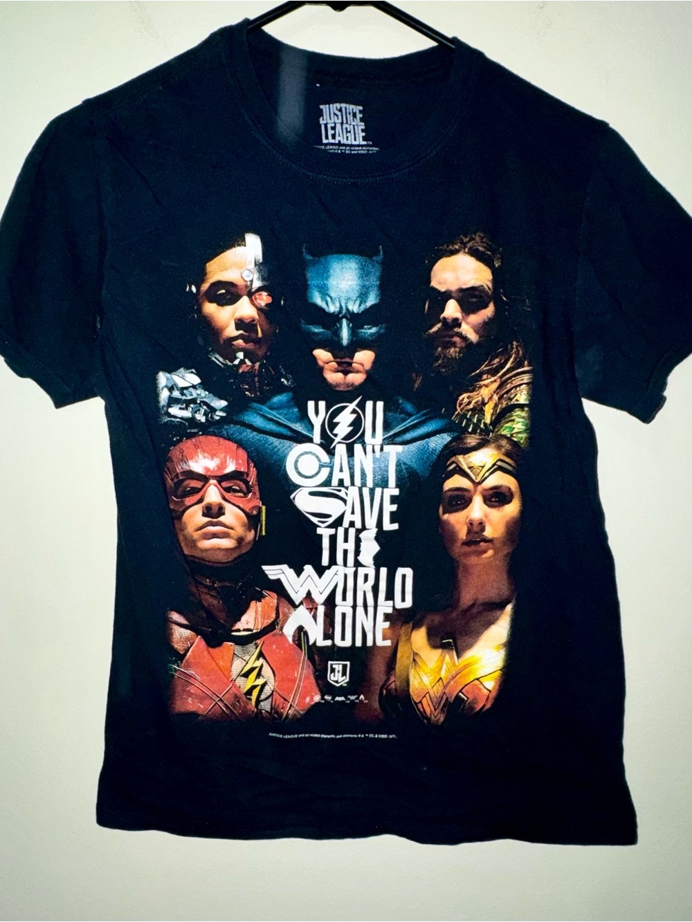 Justice League Graphic Tee "You Can't Save The World Alone"